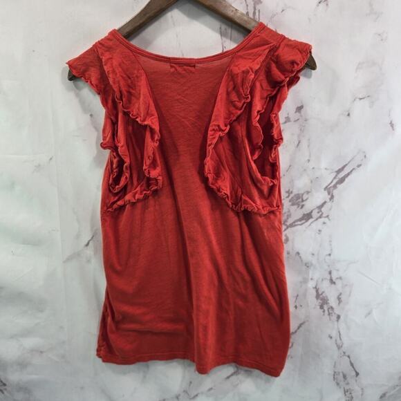 Anthropologie Top Womens XS Orange Tank Ruffle Scoop Longline Burnout Tla - Picture 5 of 10